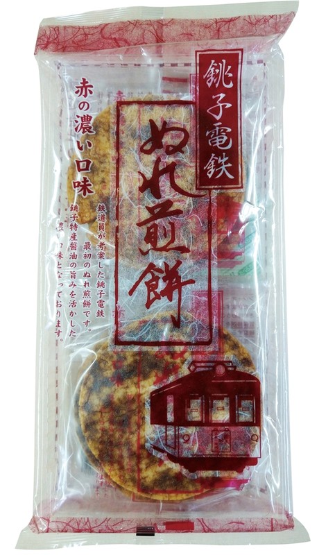 銚子電鉄ぬれ煎餅4枚入 赤の濃い口味※軽減税率対象商品