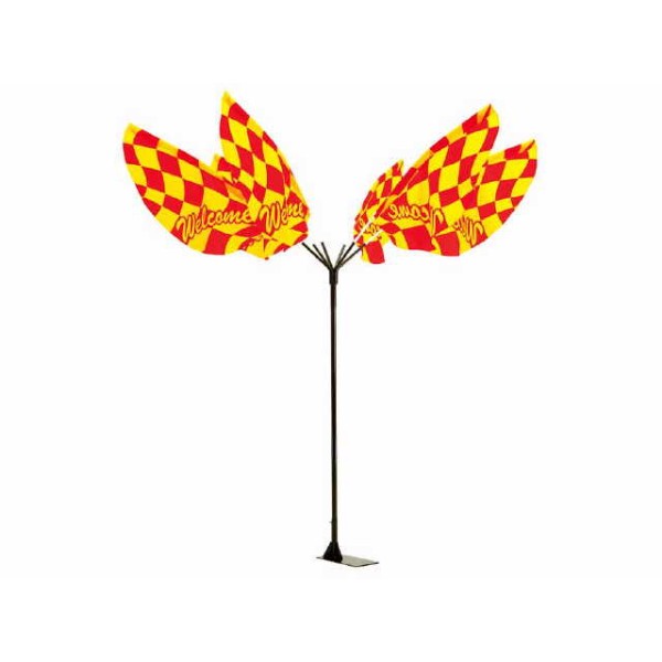 パピヨン 旗1枚+パイプ1本付き(1セット) チェッカー/レッド