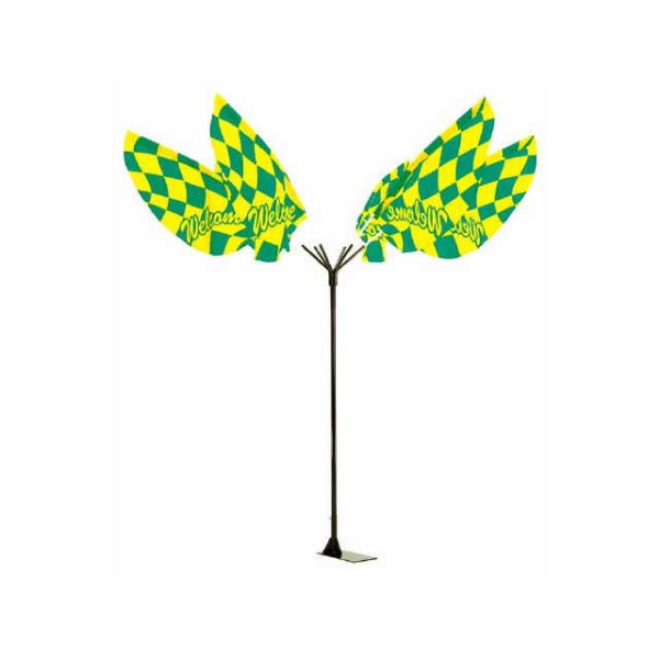 パピヨン 旗1枚+パイプ1本付き(1セット) チェッカー/グリーン