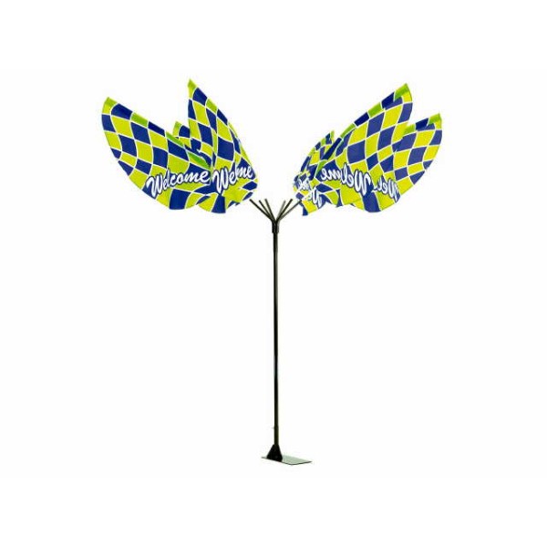 パピヨン 旗1枚+パイプ1本付き(1セット) チェッカー/エメラルド