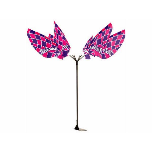 パピヨン 旗1枚+パイプ1本付き(1セット) チェッカー/パープル