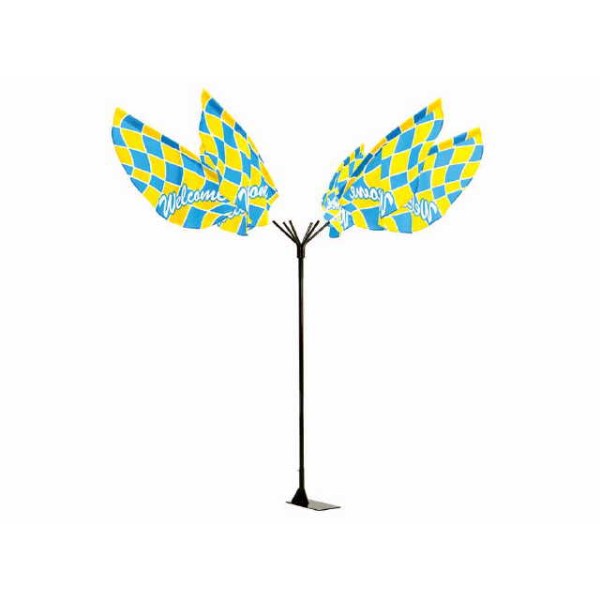 パピヨン 旗1枚+パイプ1本付き(1セット) チェッカー/スカイブルー