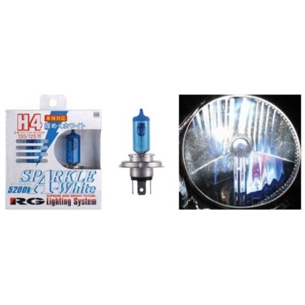 RGスーパーハロゲンバルブ ヘッドライト・フォグ用H4バルブ スパークルホワイト(5200K)