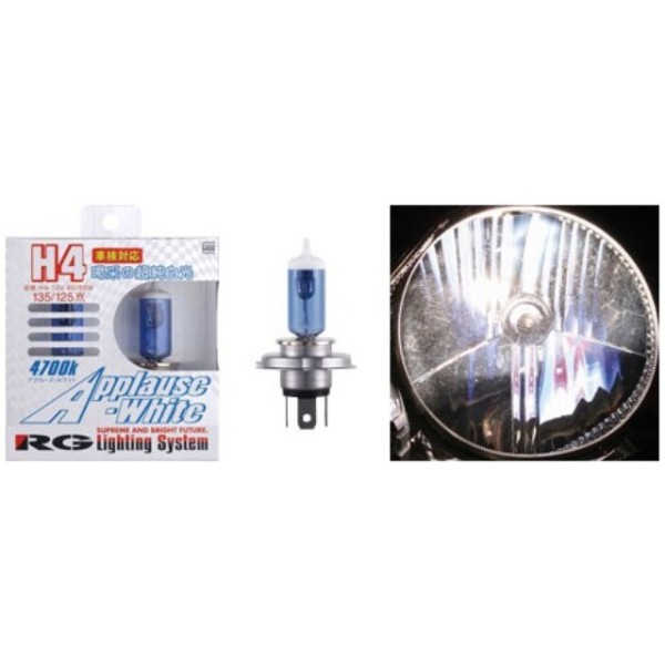RGスーパーハロゲンバルブ ヘッドライト・フォグ用H4バルブ アプローズホワイト(4700K)