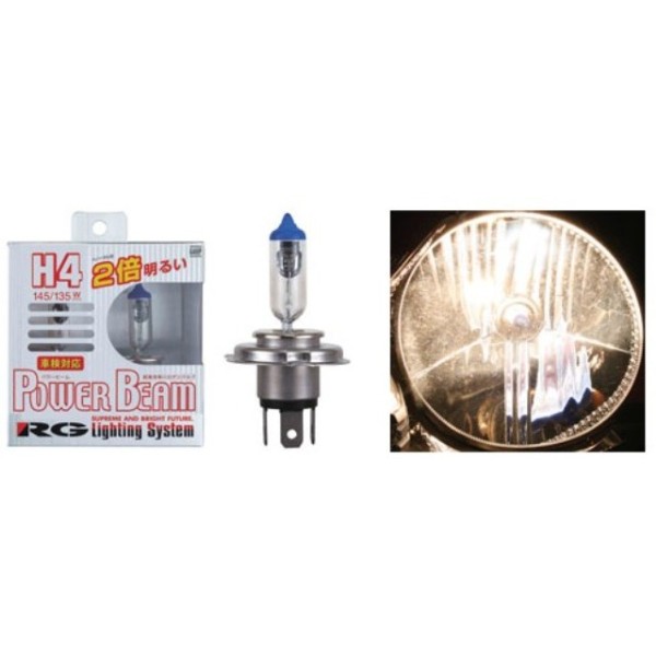 RGスーパーハロゲンバルブ ヘッドライト・フォグ用H4バルブ パワービーム(3400K)
