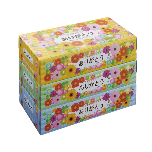 ありがとうBOXティッシュ150W3個組