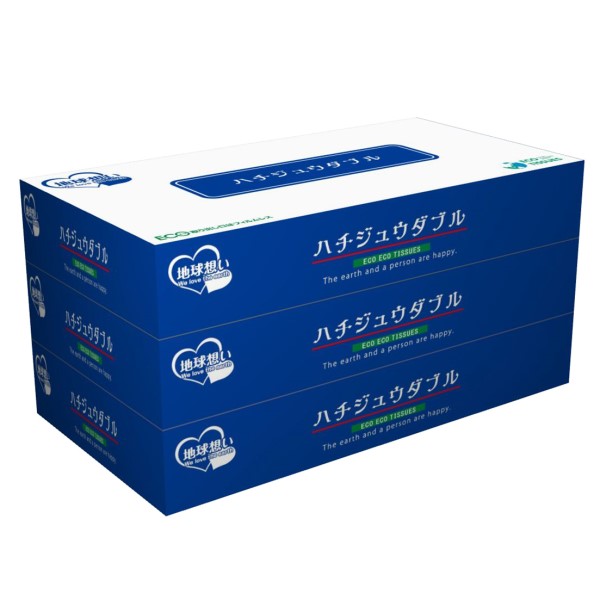ハチジュウダブル BOXティッシュ 3個パック