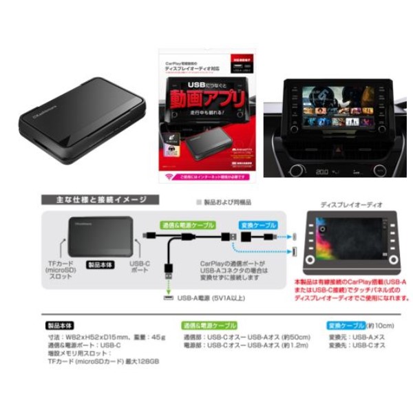 スマートカープレイ USB接続で動画再生