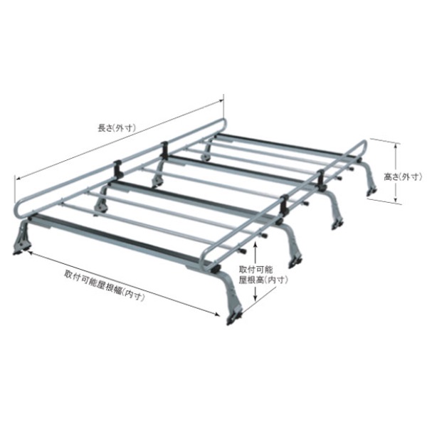 ルーフキャリア ZMシリーズ(8本脚、雨ドイ挟み込みタイプ)N-VAN