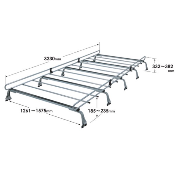 ルーフキャリア ZMシリーズ(10本脚、雨ドイ挟み込みタイプ)
